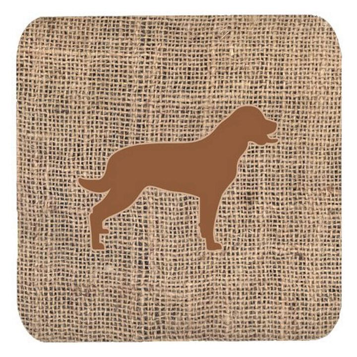 Caroline's Treasures BB1111-BL-BN-FC Labrador Burlap and Brown Foam Coasters (Set of 4), 3.5 H x 3.5 W, Multicolor