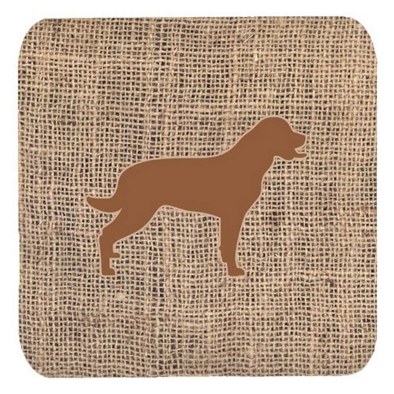Caroline's Treasures BB1111-BL-BN-FC Labrador Burlap and Brown Foam Coasters (Set of 4), 3.5 H x 3.5 W, Multicolor