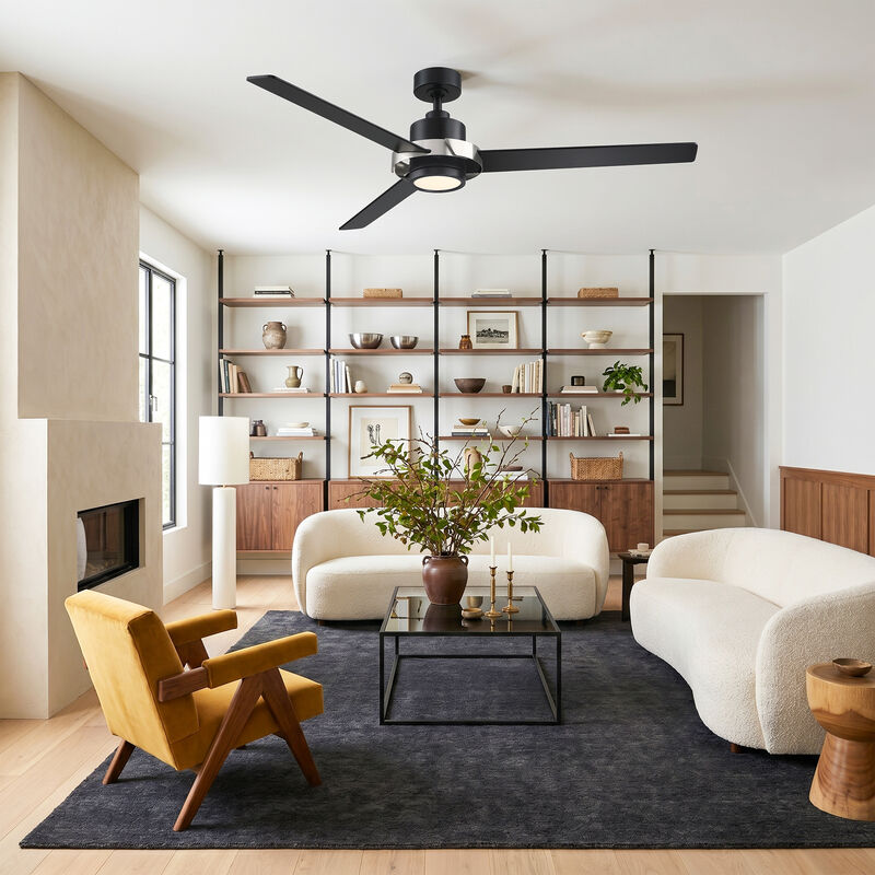 60" Modern Black Reversible DC Motor Dimmable LED Large Ceiling Fan with Light and Remote for Bedroom, Living Room or Office image number 2