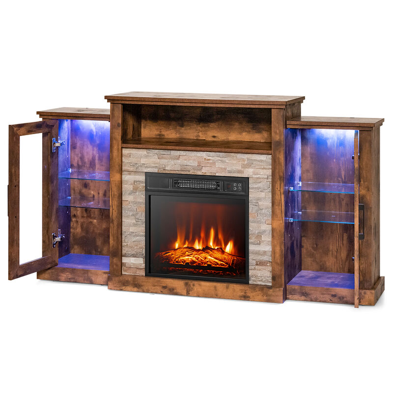 LED Fireplace TV Stand with 16-Color Lights for TVs