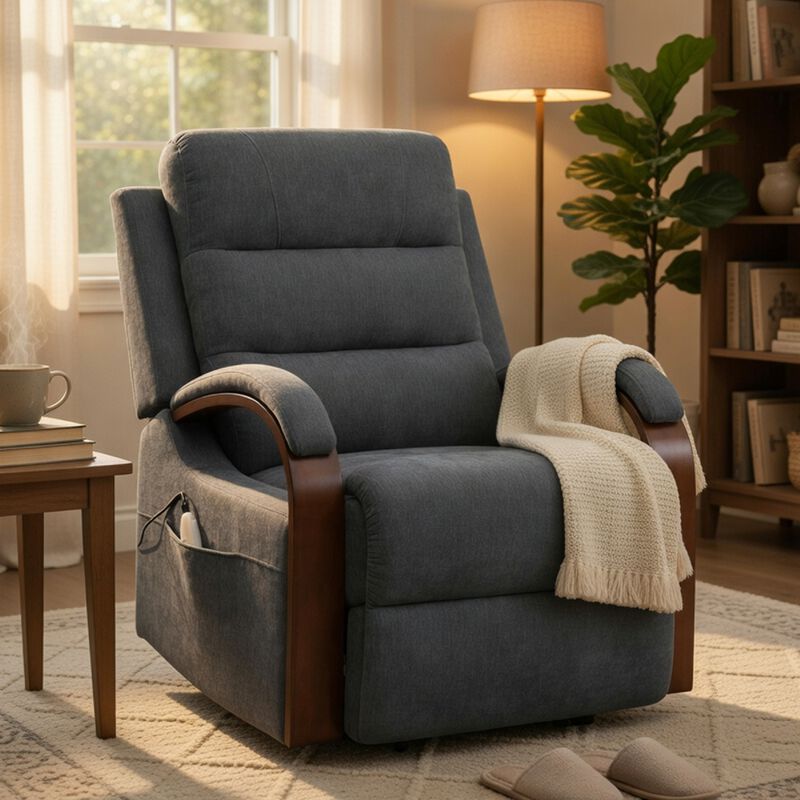 Jea Power Recliner Armchair with Lift Heating Massage, Chenille Fabric image number 1