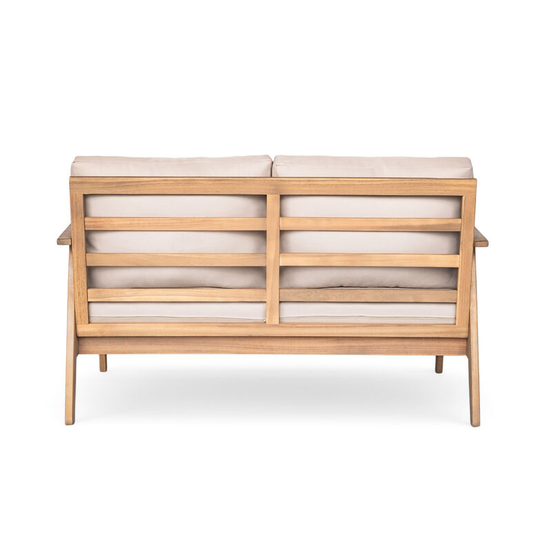 Merax Outdoor 2-piece Acacia Wood Sofa Table Set image number 4