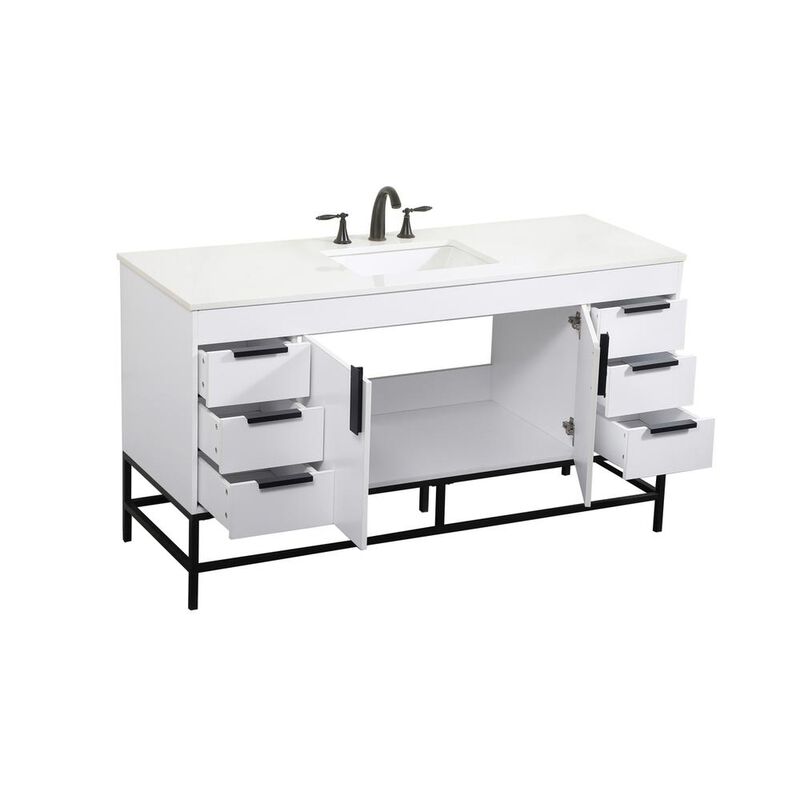 Elegant Kitchen and Bath 60 inch Single bathroom vanity in white
