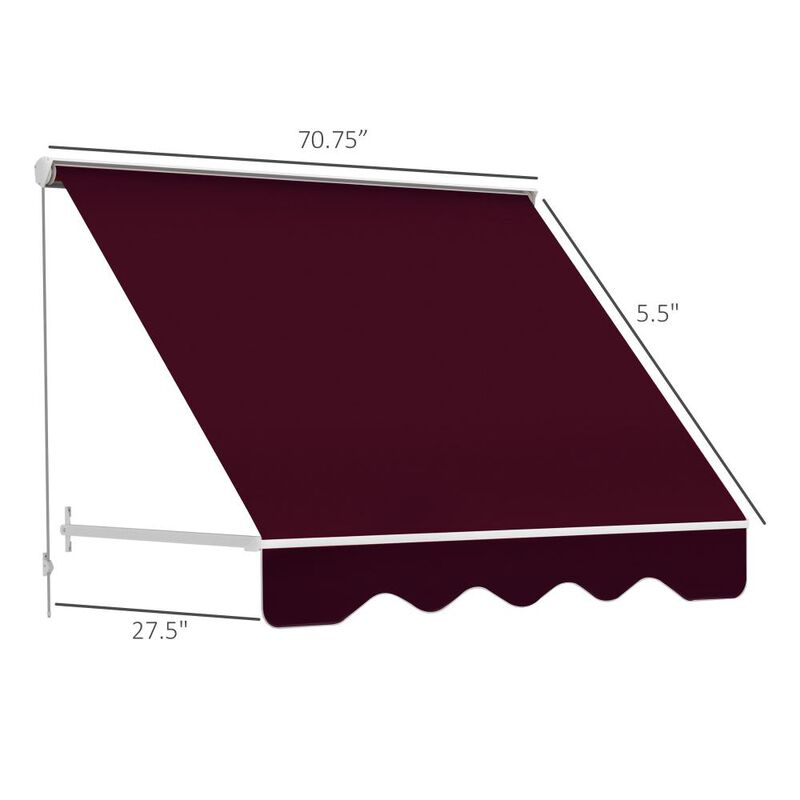 Hivvago 6' Manual Retractable Patio or Balcony Awning image number 2