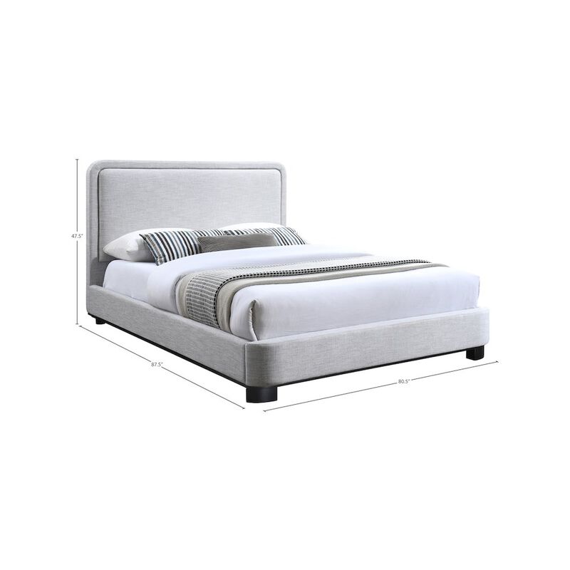 Meridian Furniture Nolita Grey Linen Textured Fabric King Bed