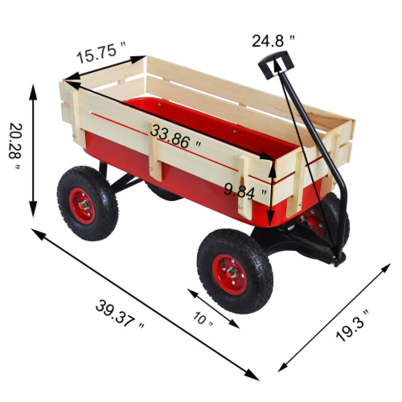 Streamdale Outdoor Sports Wagon w/Wood Panels & Air Tires (Red) image number 5