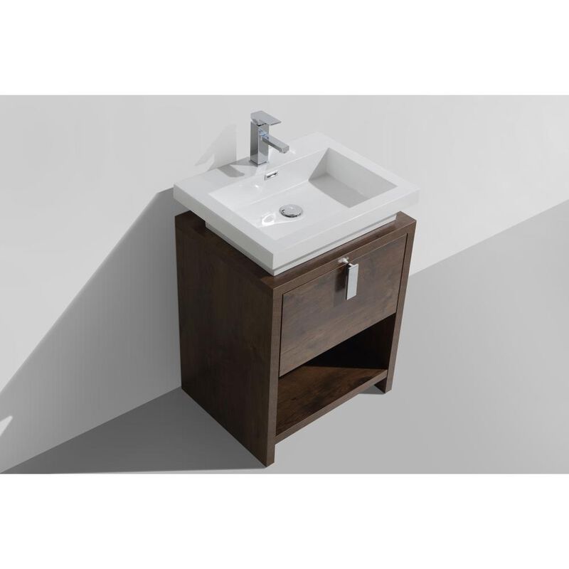 Kubebath Levi 24 Rose Wood Modern Bathroom Vanity w/ Cubby Hole