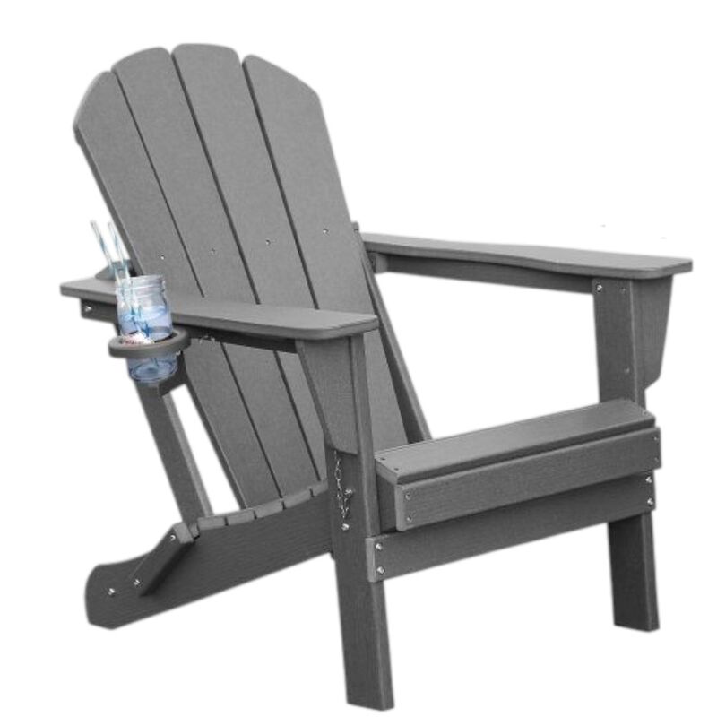 Hivvago Folding HDPE Adirondack Chair with Cup Holder image number 0