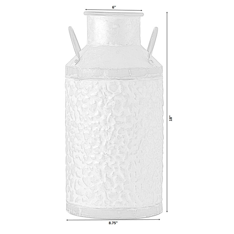 Rustic Farmhouse Style Galvanized Metal Milk Can Decoration Planter and Vase, Large