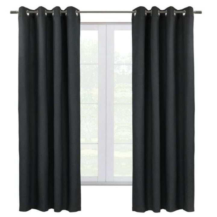 Thermaplus Shadow Grommet Dressing Window Curtain Panel - 52x84", Black