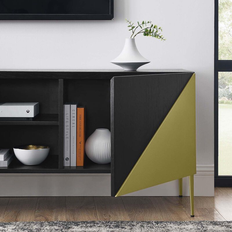 Modway EEI-6146-BLK-GLD Alchemist 72" TV Stand, Black Gold image number 1