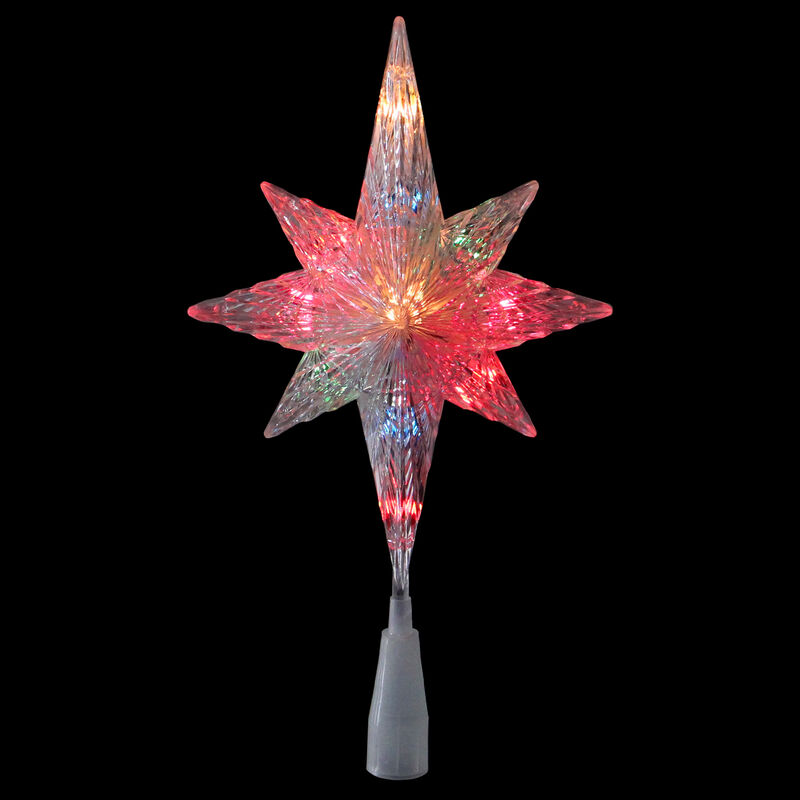 11" Lighted Clear 8 Point Star of Bethlehem Christmas Tree Topper - Multicolor Lights image number 2