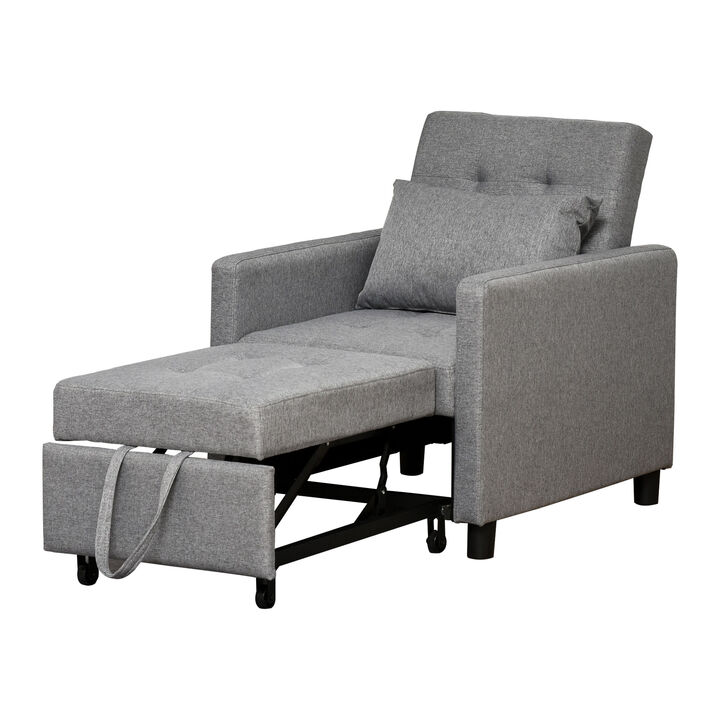 Recliner Sofa Sleeper Chair with 3 Adjustable Backrest Angles and 4 Wheels