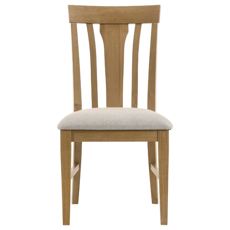 Kema Dining Side Chair Set of 2, Slatted Back, Padded Tan Seat, Brown image number 3