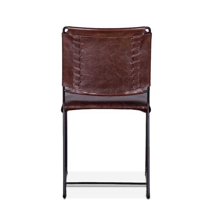 World Interiors Melbourne Dining Chair in Chocolate Leather and Iron