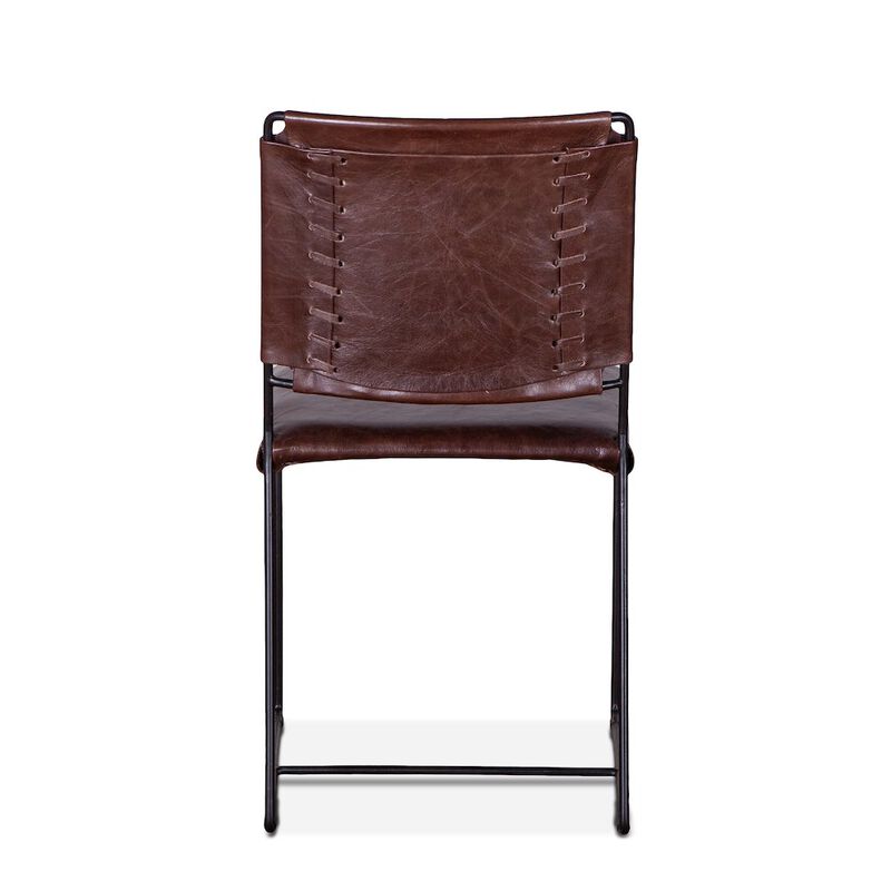 World Interiors Melbourne Dining Chair in Chocolate Leather and Iron