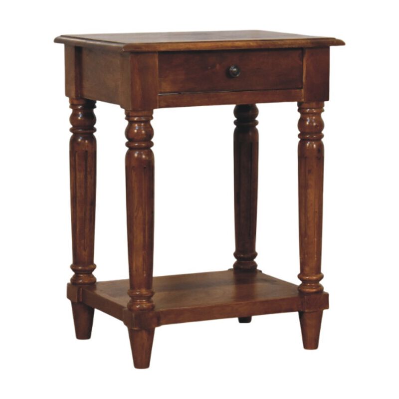 Artisan Furniture Solid Wood Turned legs Chestnut 1 Drawer Side Table