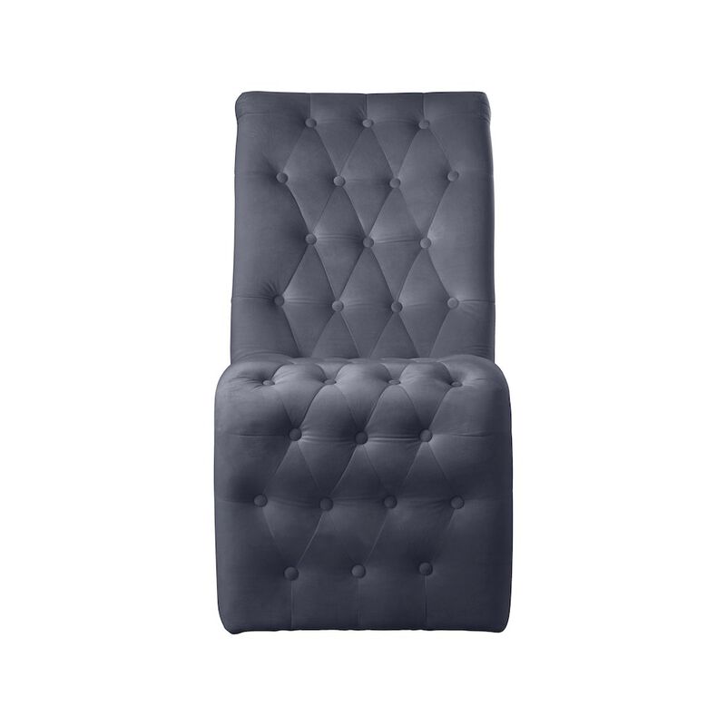 Meridian Furniture Curve Grey Velvet Dining Chair, Set of 2