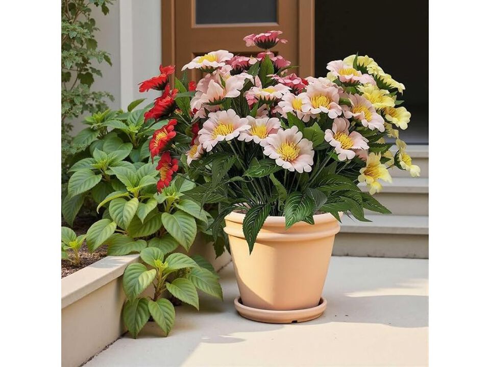 Mixed Color Artificial Daisy Flower Stems Outdoor Garden Porch Decor