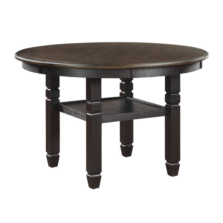 Brown and Black White Finish 1pc Dining Table with Display Shelf Transitional Style Furniture