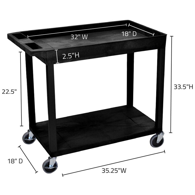 Luxor Black EC12 18x32 Cart 1 Tub/ 1 Flat Shelf