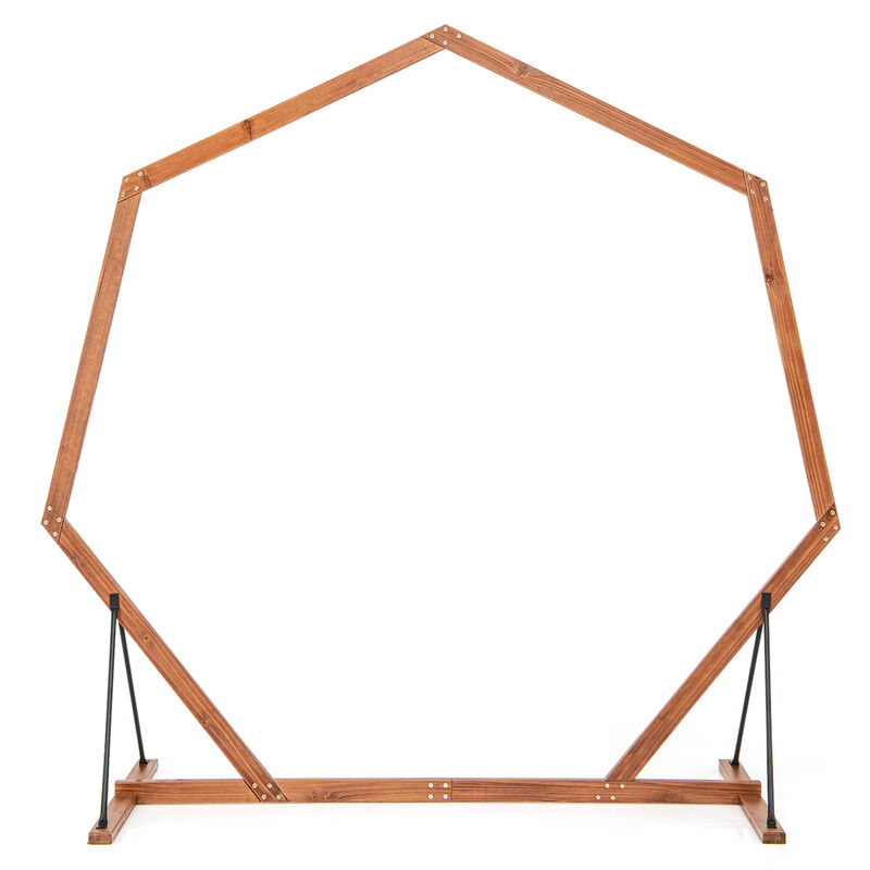 Wooden Wedding Arch Solid Wood Arbor Backdrop Stand for Wedding Ceremony-Heptagon