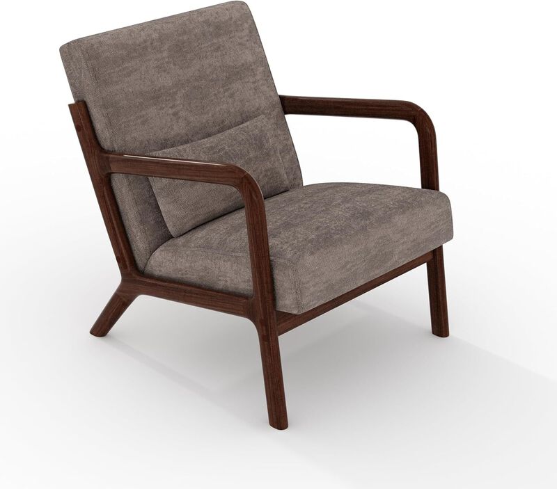 Modern Chenille Accent Sofa Chair, Lounge Armchair with Lumbar Pillow for Living Room, Bedroom, Outdoor Relax, Brown image number 0