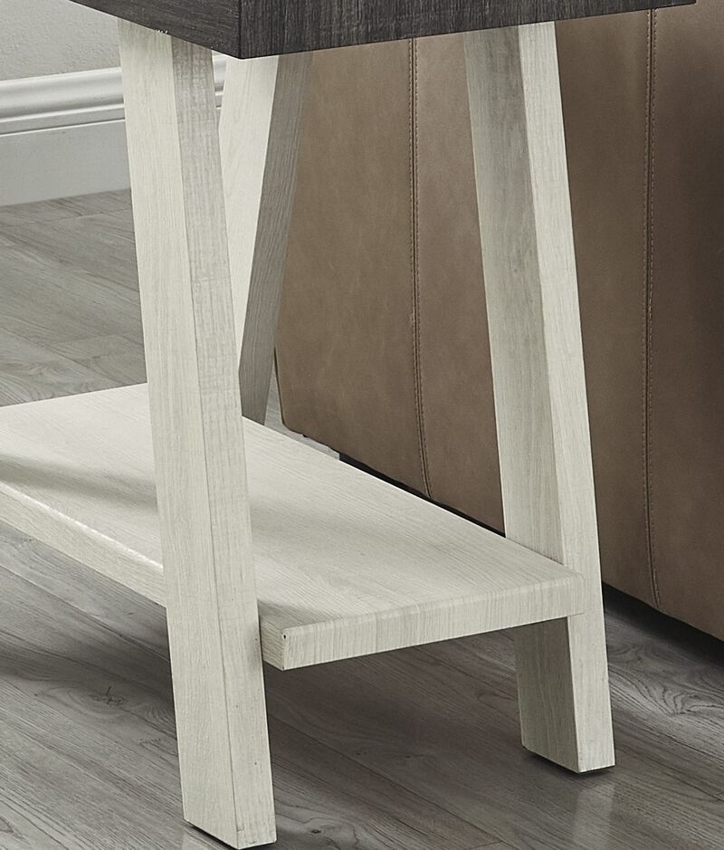 Streamdale Two-Tone Wood Shelf Side Table in Weathered Charcoal and Beige image number 3