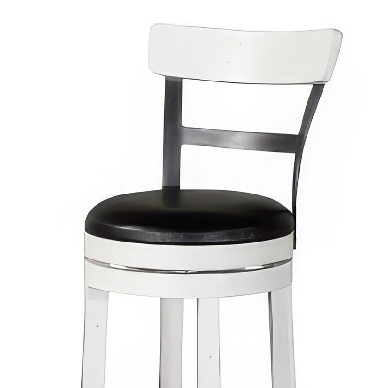 Orso Swivel Barstool Chair Set of 2, Black Faux Leather, White, Black