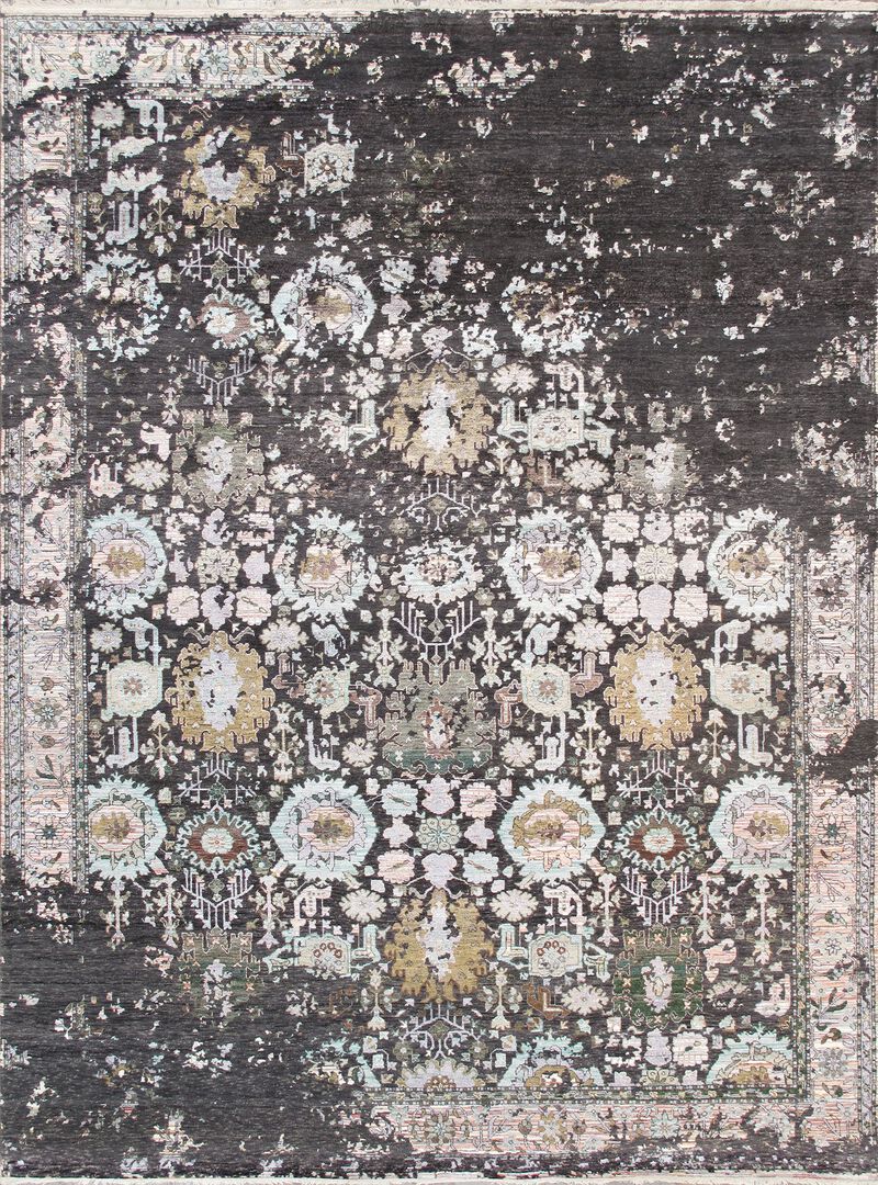 Pasargad Home Transitional Hand-Knotted Charcoal Area Rug- 9' 0" X 12' 0" image number 0