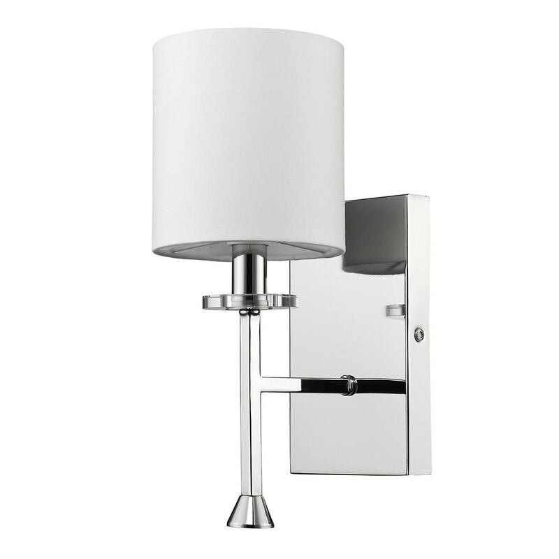 Hivvago Minimalist Silver Wall Sconce with Fabric Shade