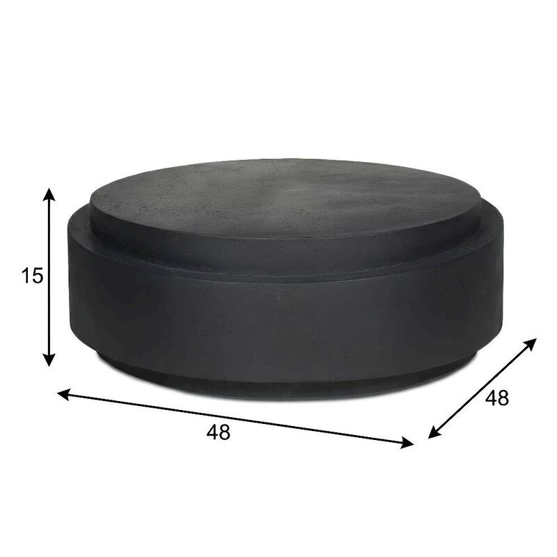 Starlight Canyon Home Black Concrete Coffee Table with Stone Surface and Contemporary Design image number 1