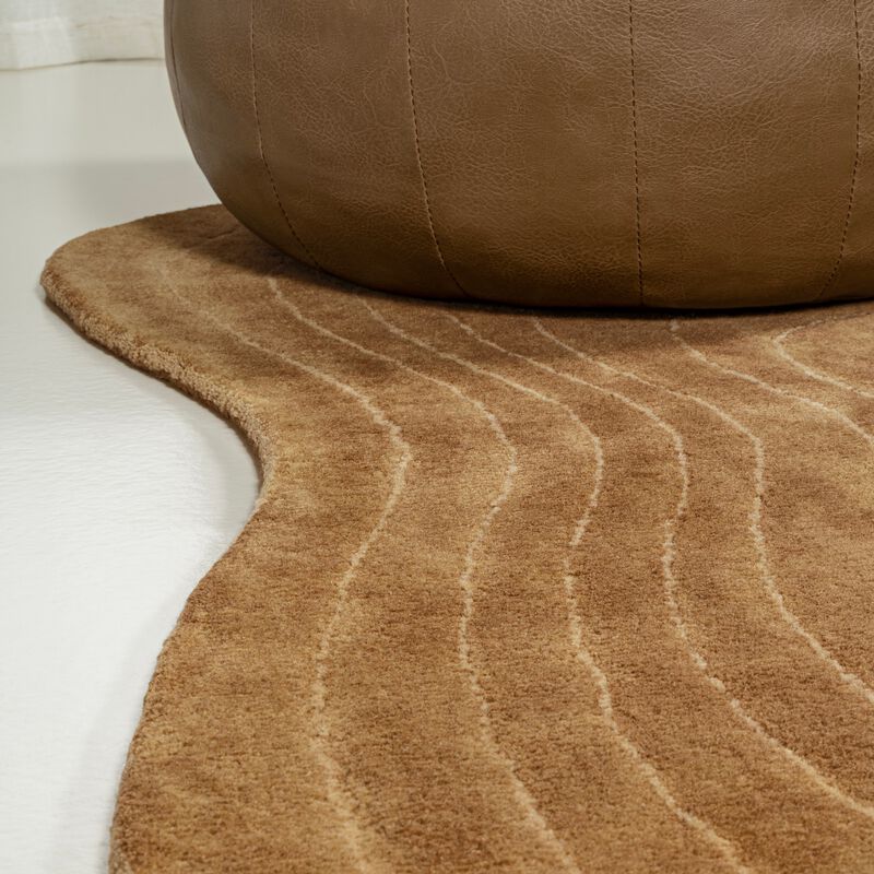 Retro Bohemian Abstract Striped Handwoven Wool Ivory/Beige Area Rug