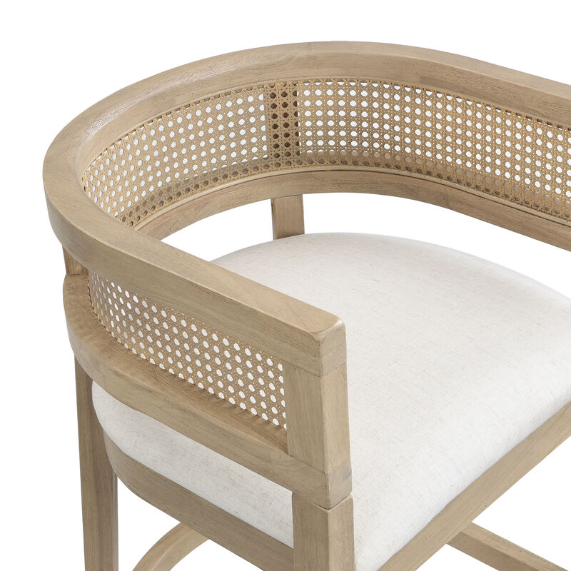 Christopher Knight Home Imamu Contemporary Rubberwood Upholstered Counter Stools with Curved Rattan Back (Set of 2)