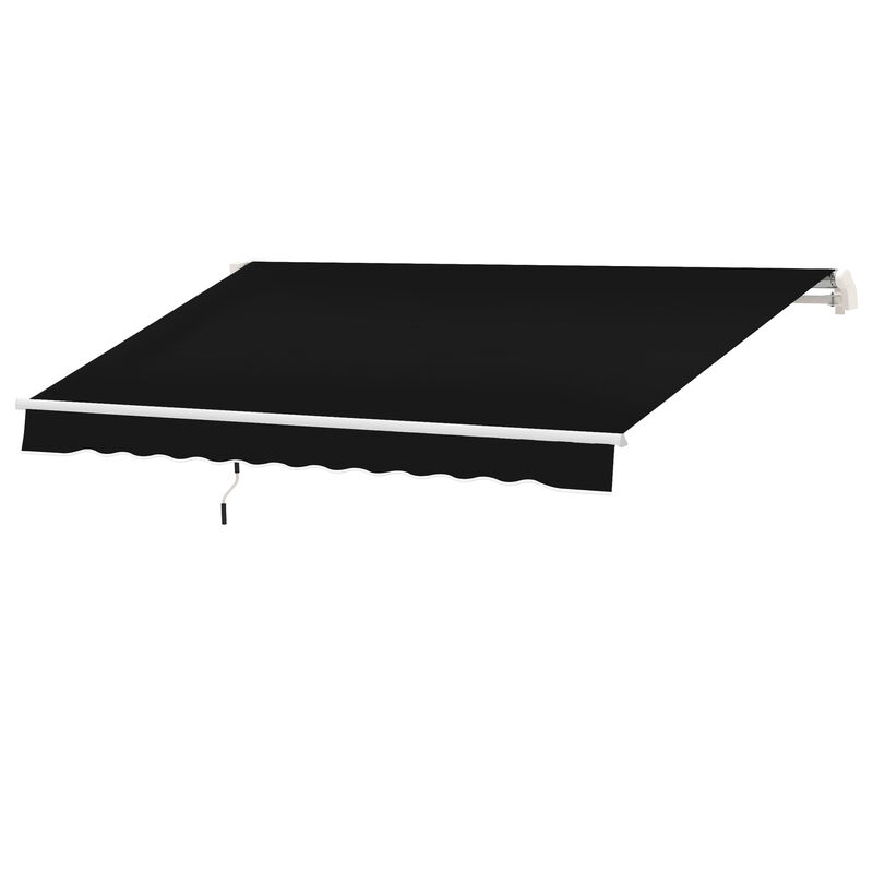 Outsunny 8' x 7' Patio Retractable Awning, Manual Exterior Sun Shade Deck Window Cover, Black