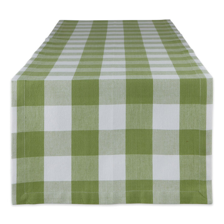 14" x 72" Olive Green and White Rectangular Home and Kitchen Essentials Antique Buffalo Checkered Table Runner