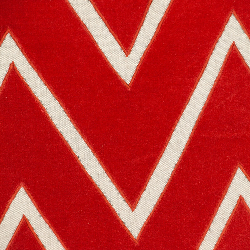 HomeRoots 22" Beige and Red Zigzag Cotton Throw Pillow with Embroidery and Applique image number 3