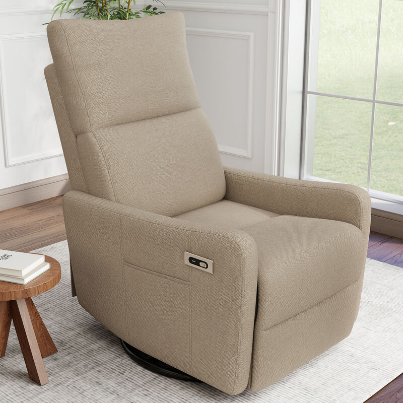 Power Swivel Recliner Rocking Chair,  270&deg; Swivel Rocker Chair, Upholstered Fabric Glider Recliner Nursery image number 7