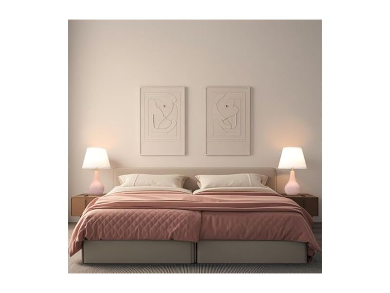 Ceramic Table Lamps Set Of 2 For Bedroom Nightstand Pink image number 2