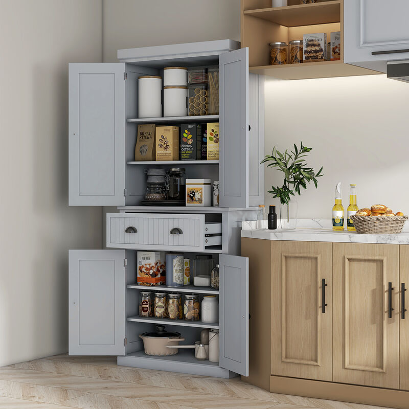 Hivvago 72" Kitchen Storage Cabinet with Doors, Drawer & Shelving image number 1