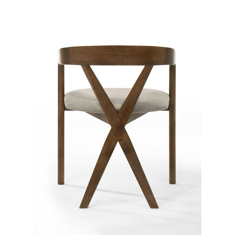 Cid Icy 23 Inch Dining Armchair, Plush Fabric Seat, Walnut Brown Solid Wood - Benzara image number 3