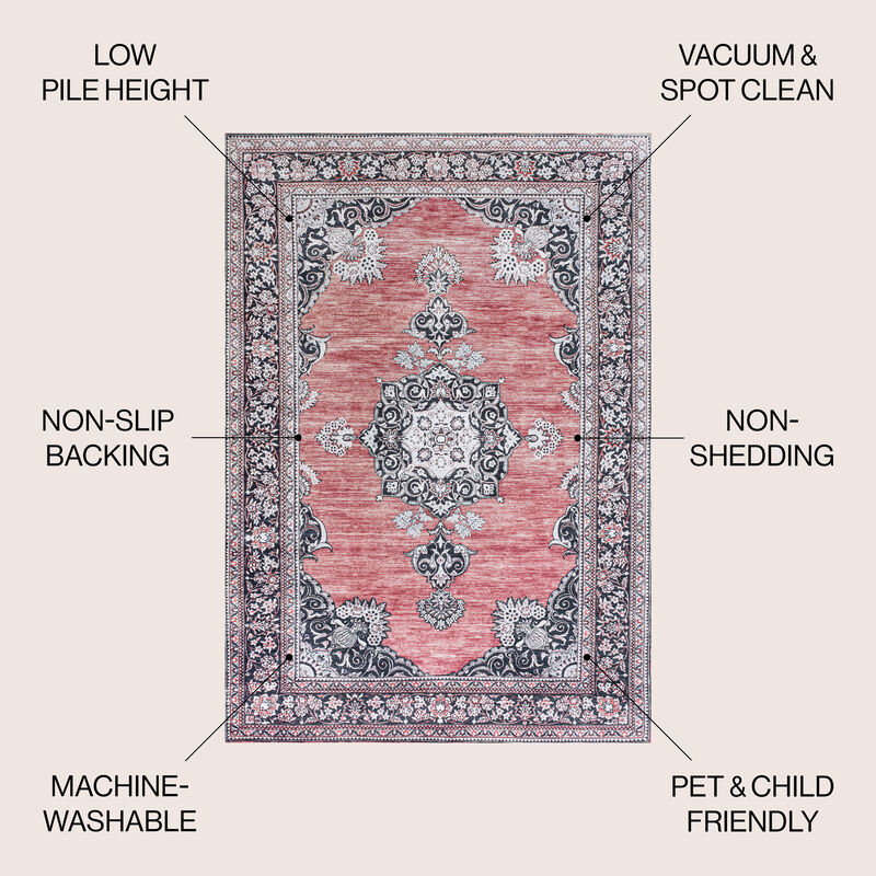Bausch Bohemian Distressed Chenille Machine-Washable Area Rug