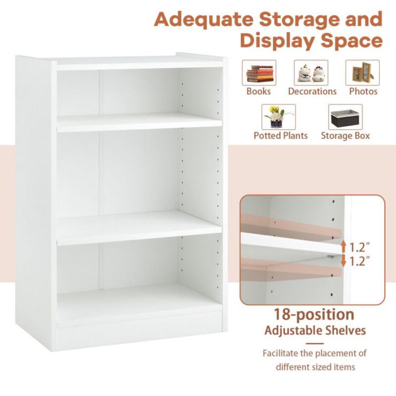 Hivvago 3-Tier Bookcase Open Display Rack Cabinet with Adjustable Shelves