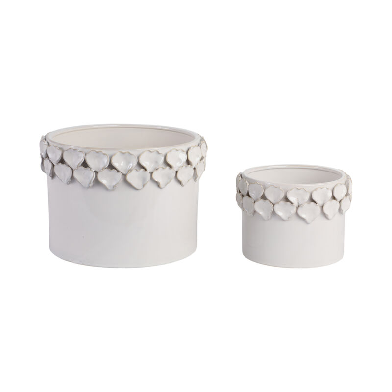 Flower Petal Applique Planters, White set