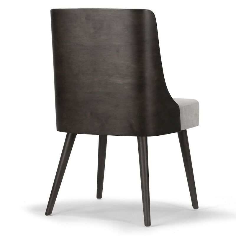 Glamour Home Set of 2 Asma Fabric Chair with Black Bentwood Back and Solid Wood Legs