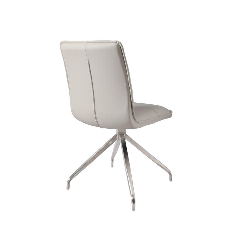 Dining Chair With Pu Seat And Brushed Stainless Steel Leg, Set Of 2