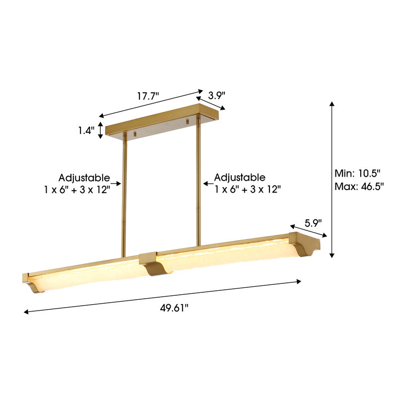 49.6 in. Gold Pendant Light with Glass Shade