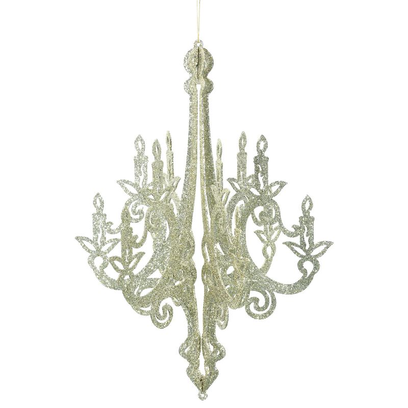 Vickerman 24" Champagne Glitter Chandelier Christmas Ornament. image number 0