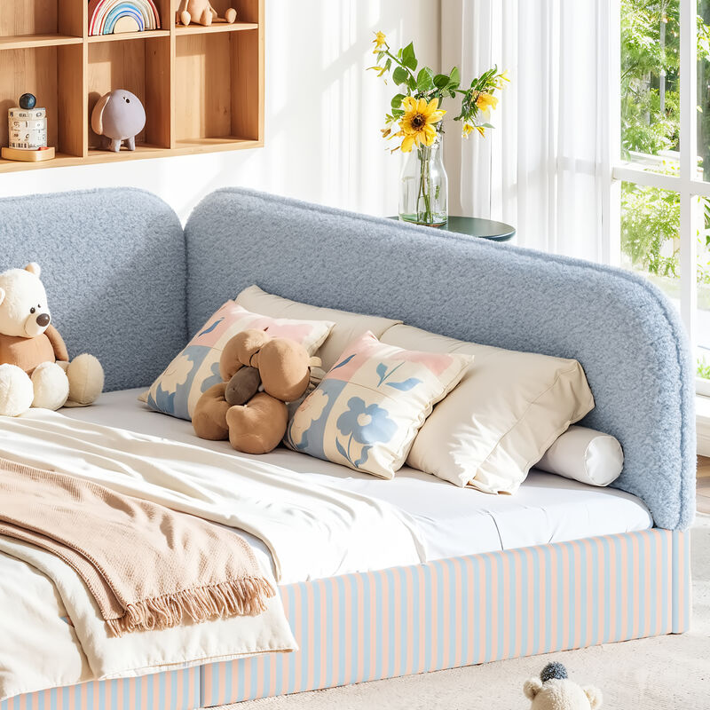 Vosang Teddy Boucl&eacute; Upholstered Kids Daybed Frame image number 8