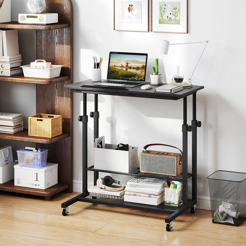 Rolling Standing Desk with Height Adjustment and Tilt Function Tabletop image number 6